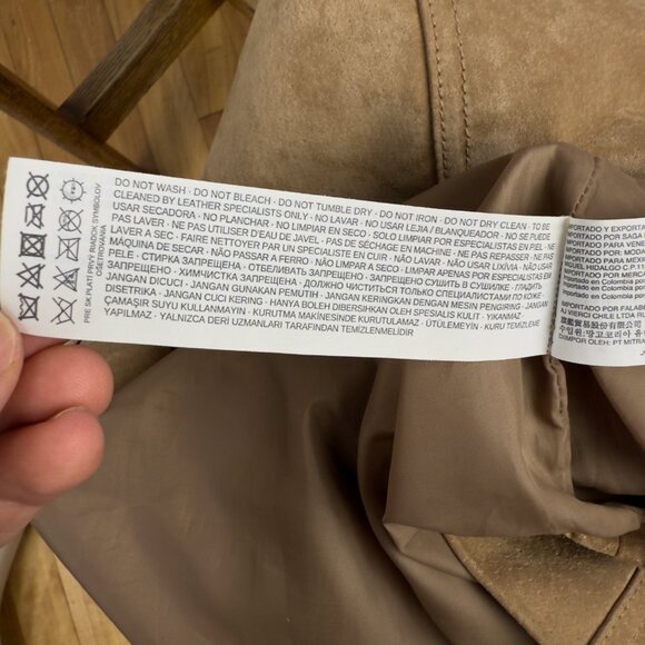 MANGO Genuine Suede‎ Leather Tan Camel Stud Front Belt Loops Lined Mini Skirt S - Picture 8 of 9